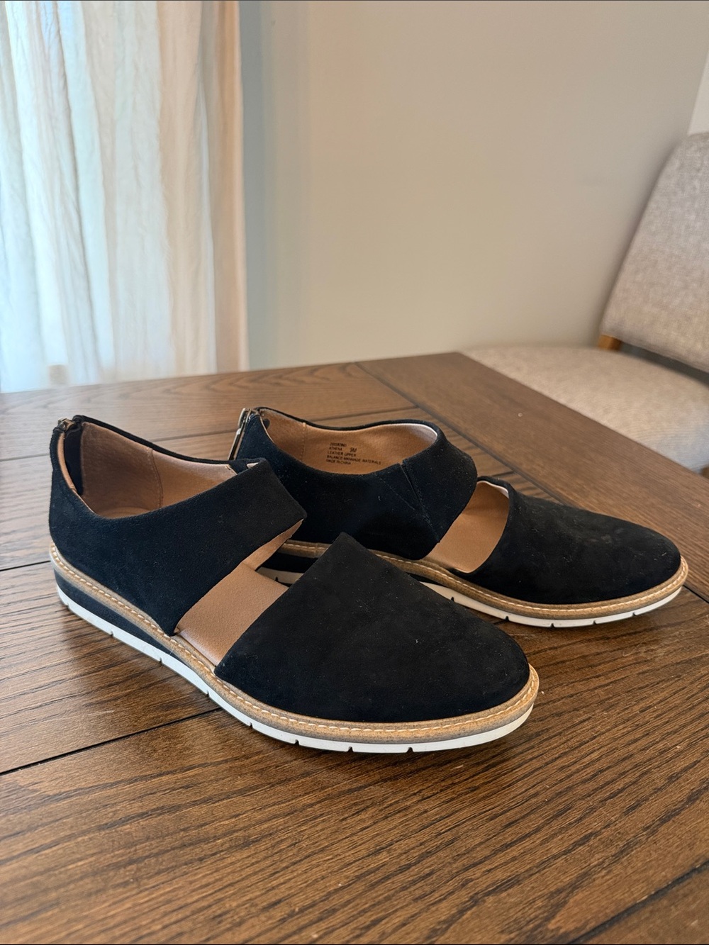 Adam Tucker Black Suede Women's Cutout Flats